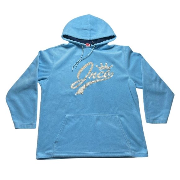 Vintage JNCO Jeans Hoodie baby blue Y2K Sweatshirt size Large - Picture 1 of 7